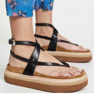 NEW Isabel Marant Genuine Leather wrap Boho buckle platform sandals